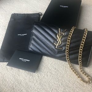 YSL Saint Laurent long wallet on chain